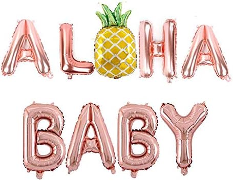 Dječji transparent Aloha, vijenac od ananasa, Havajski Ukrasi od balona za bebe, ukrasi za ljetne zabave s najavom bebe od ružičastog