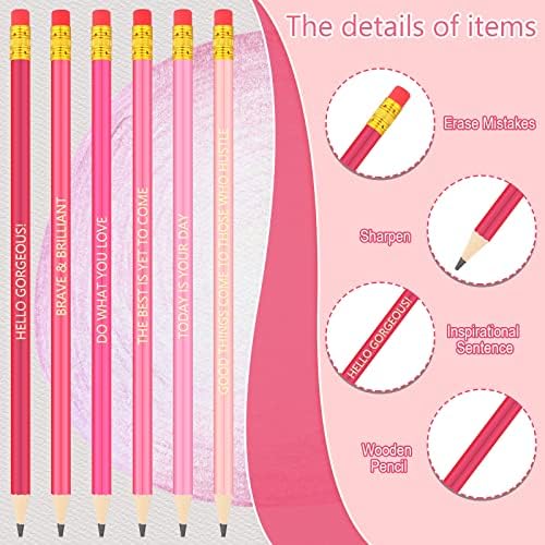 Set motivacijskih olovaka od 30 komada inspirativne olovke sa smiješnim motivacijskim izrekama drvena ružičasta olovka s gumicama natrag