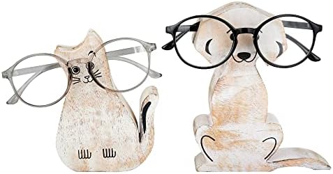 Eximius India drvena mačja i pseća naočala stajaju čitanje poklona za naočale za naočale za žene muškarce mama tata automobil CD01