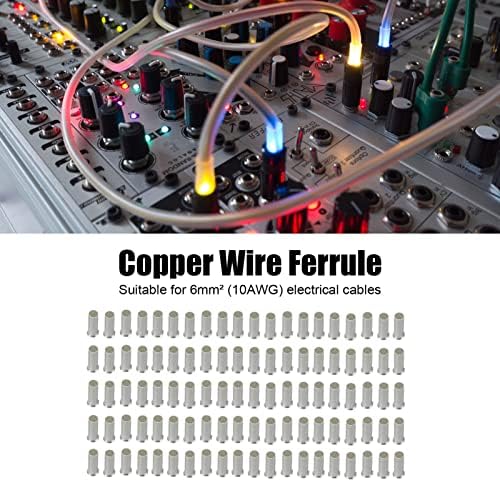 Konektor za prekrivanje, višenamjenski 100 pcs Dobra vodljivost Kompaktna veličina bakrena žica Ferrule terminal za 6 mm² Električne