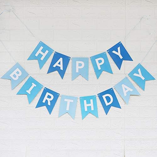 Trobojni plavi rođendanski natpis s bijelim slovima dizajn lastin rep viseći natpisi ukrasi za zabave