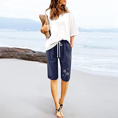 Grafike Bermuda kratke hlače za žene dužine koljena Ljetni casual dres kratke hlače s dubokim džepovima salon dugi kratki kratki kratki