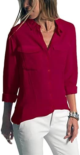 Andongnywell ženske gumbe dugih rukava dolje dolje košulje jednostavne pulover rastezanje formalne ležerne košulje bluze