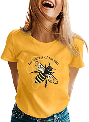 Brze suhe košulje žene ženske proljetne ljetne pčele tiskane kratke rukave O vrat majice gornje majice dugih rukava za