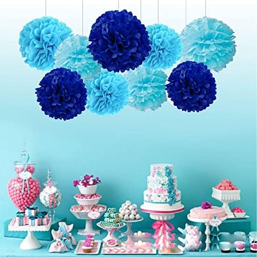 Ružičasti i plavi papir pom poms - 10 , 12 tkivni pom poms ukrasi za rod otkrivaju dječji tuš zabava za viseći dekor - 12 komada set