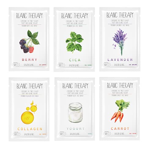 Ballonblanc Blanc terapija | Opuštajući SPA CARE SPA Poklon | Face Mask Set za njegu kože | 6 maski za prehrambene liste kože | Nova