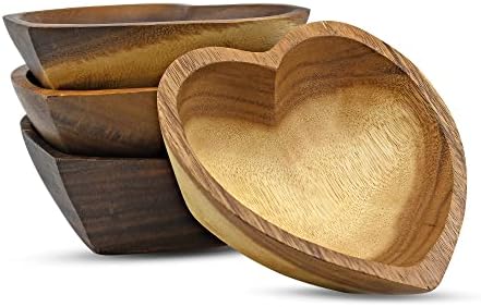 Aeravida ljubav prirode rezbarena drvena zdjela u obliku srca u obliku srca | Moderna zdjela za posluživanje | Tamarind Wood Dekor