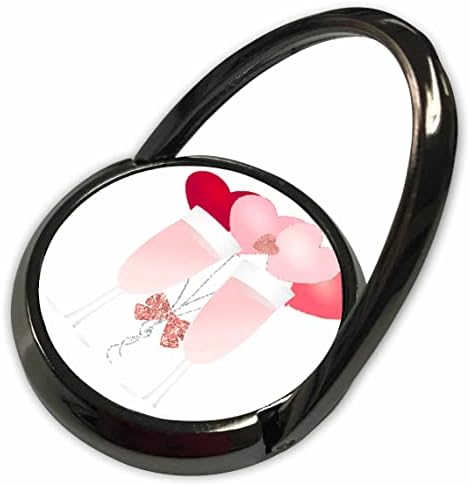 3Drose Valentinovo - dvije čaše i srca šampanjca - prstenovi telefona