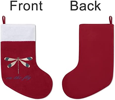 Fly Dragonfly božićne čarape čarape Xmas Tree Santa ukrasi Viseći ukrasi za odmor za kamin 16.5