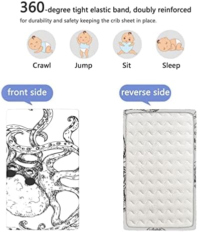 Obloge za hobotnicu s oblogom, standardni madrac za krevetiće, ugrađeni lim mekanih i prozračnih posteljina - list madraca ili kreveta