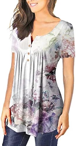 Ženske ljetne majice, elegantna casual Resort odjeća za žene Moda 2023 košulje na kopčanje kratkih rukava, nabrane tunike, bluze