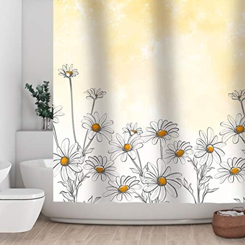 Sunčevi dizajn cvjetne tkanine Tuš zavjese, prekrasna dekor za kupatilo s žutom pozadinom