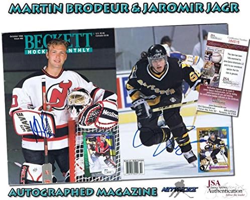 Martin Broder i Jaromir Jagr potpisali su BECKETTOVO izdanje hokeja na ledu od 48 do 4 do 84505 - NHL časopisi s autogramima