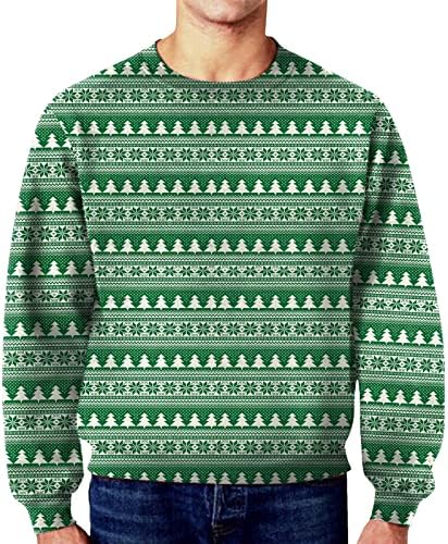 ZDDO muški ružni božićni pulover Crewnecke s dugim rukavima Xmas Snowflake Reindeer Print s kapuljačom džemper zabave Twisherts