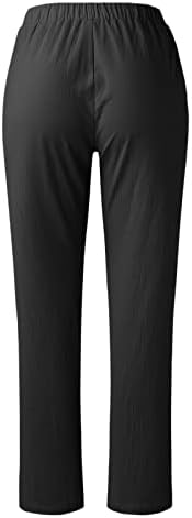 Ljetne Ležerne pamučne lanene hlače za žene široke hlače ravnih nogavica duge hlače visokog struka s džepovima udobne donje rublje