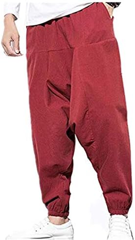HZCX modni muški vintage pamuk miješa posteljinu kap za međunožje jogging harem hlače
