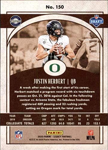 2020. Panini Legacy 150 Justin Herbert Rookie Oregon Ducks NFL nogometna trgovačka karta