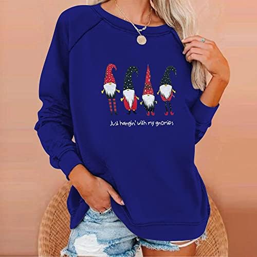 Ženske božićne dukseve Slatka Djeda Mraza Grafički dugi rukav Raglan Okrugli vrat pulover Twisheirt Xmas Bluza