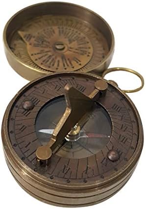 Čvrsti mjedeni sunčani morski nautički kompas s ručno izrađenom kožnom vrećicom 1,5 inča džep kompas magnetska navigacija pomorski