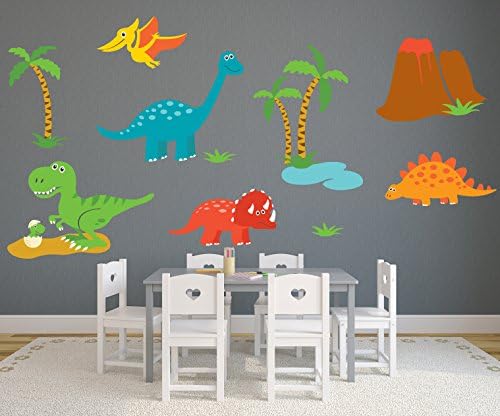Naljepnica za zid dinosaura - zidne naljepnice za vrtić - Zidni dekor za bebe - naljepnice dinosaura - Pinkie Penguin