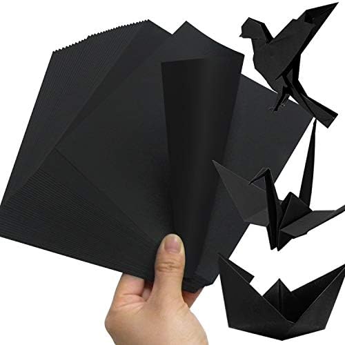 Crni origami papir 400 listova 6x6 inča, dvostrani 6 inčni 15x15 cm kvadratni papir za umjetnost i zanatske projekte ...