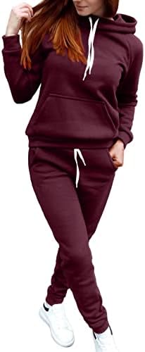 Xinshide dvodijelni odijelo za žene setovi za žene plus veličina pulover s dugim rukavima i salon za hlače za crtanje