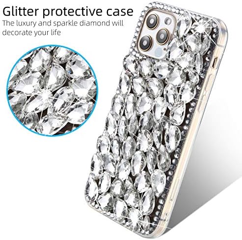 GDRTWWH Diamond Cover Cover kompatibilan s futrolom za iPhone 12 Pro Max, ručno izrađeni luksuzni Sparkle Rhinestones slučaj za žene