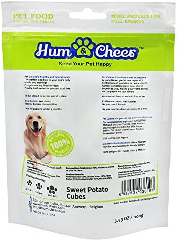 Hum & Cheer Premium pse poslastice, kockice od slatkog krumpira za užinu za školjke srednjeg psa, 3,53 oz/mali