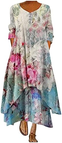 Ženska haljina plus veličina cvjetni print Bohemijski predimenzioniran maxi duge haljine Ljetna plaža labava prevelika maxi dugačka