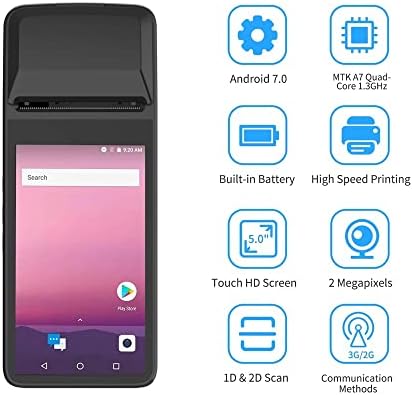 N/A 5,0 inčni ručni PDA POS terminalni terminalni pisač za toplinsku potvrdu 58 mm Android 7.0 Podrška 3G BT GPS OTG 1D/2D skeniranje