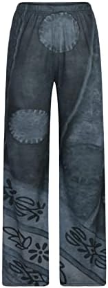 Vintage ljetne hlače za žene Odjeljne kauzalne palazo hlače široke noge etničke tiskane elastične struke labave hlače na plaži