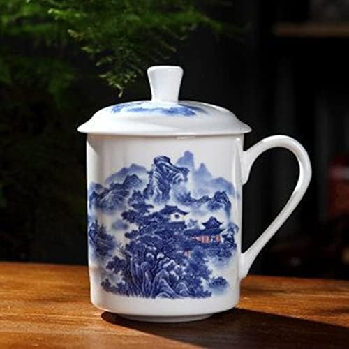 Fina ručno izrađena keramika čaj čaj s poklopcem, kineski Jingdezhen plavo -bijeli porculanski čaj za čaj Infuser za: kućna zabava,