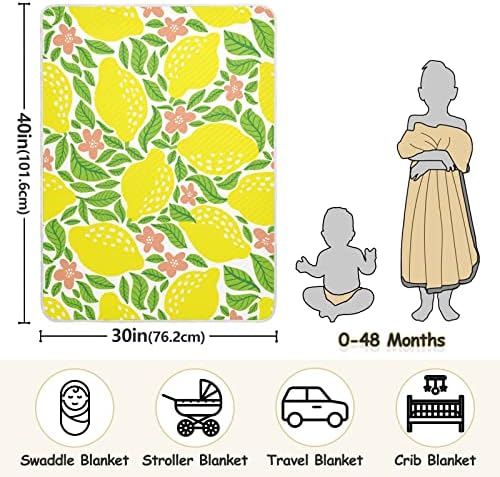Swaddle pokrivač limunovog voća Citrusni lišće pamučno pokrivač za novorođenčad, primanje pokrivača, lagana mekana pokrivač za krevetić,