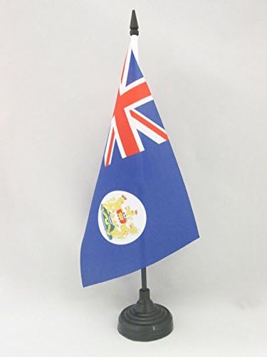 AZ FLAG HONG KONG Old stol zastava 5 '' X 8 '' - Bivši Hong Konger stol zastava 21 x 14 cm - Crni plastični štap i baza