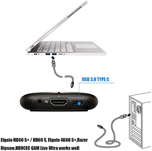 Kamikakushi HD60 S+ kabel 3.0 USB-C na USB-A kabel tip C kabel HD Igra Streaming Cabel CABLES KABELNI ZA ELGATO HD60 S+ / HD60 S, ELGATO