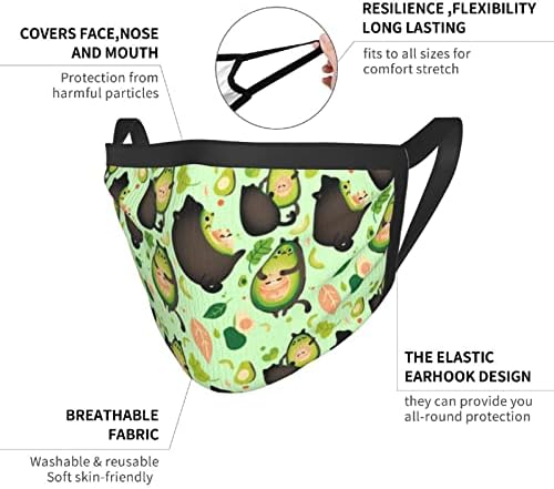 Oddstoe Slatka crtana avokado zelena životinjska uzorka maska ​​maska ​​za lice za pranje za pranje udobne tkanine