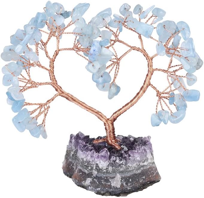 SumGiftForAll ručno izrađeno kristalno srce stablo života na ametistu klastera baznog novca Stone stablo za vjenčanje reiki ljekovita