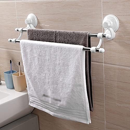 JFUYJK HOME kupaonica stalak za ručnike od nehrđajućeg čelika Vakuum za usisavanje Polica za ručnik s dvostrukim ručnikom