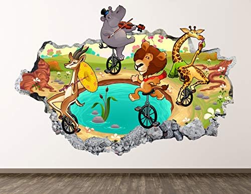 Smiješne životinje zidne dekal art dekor 3d razbijena crtana naljepnica plakat za djecu.