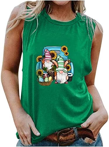 Ženske uskrsne košulje Slatka zečja zečja grafički tenk vrhovi bez rukava Cami T majice casual posada vrat labava osnovna bluza