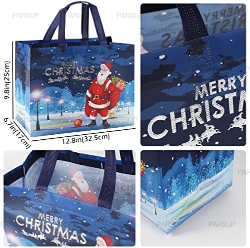 Torbe za božićne poklone 12kom brončane božićne torbe s ručkama vrećice za božićne poslastice višenamjenske netkane božićne torbe za