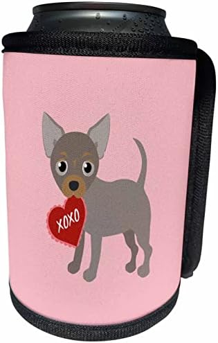 3Drose Blue Chihuahua Valentine XOXO Dog - Can Cooler Wrap boce