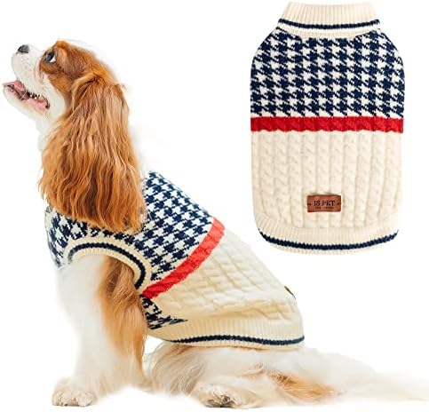 Ispet pleteni džemper za pse - zadebljanje male pseće dukserice Doggy Zimska odjeća - Kabel pleteni za kućni ljubimac Toplo odijelo