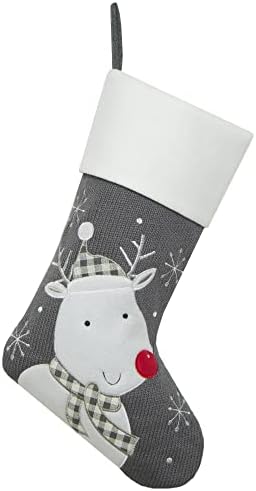 Jiulixiang Personalizirana siva boja božićne čarape za obitelj s imenima veznica Slatke pletene čarape