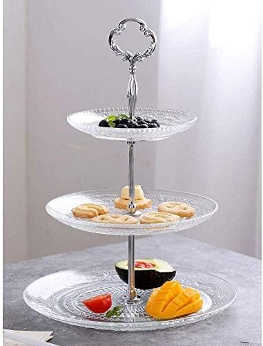 Skandinavska staklena ploča s voćem u tri sloja u modernom minimalističkom dnevnom boravku prozirna kristalna višeslojna ploča za torte