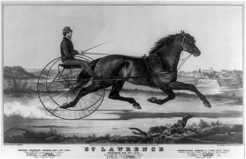 PovijesneFindings Foto: St. Lawrence, utrke za kabel, džokej, konj za trot, C1852, Currier & Ives