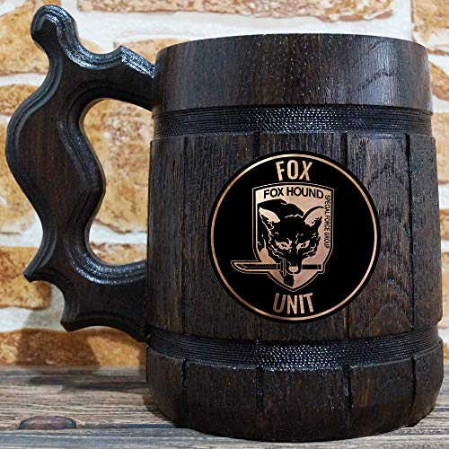 Fox Hound Beer Stein, Metal Gear Solid Wooden Beer šalica, igrač poklon, personalizirano pivo Stein, Super Smash Bros. Tankard, prilagođeni