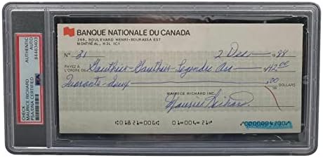 Maurice Richard potpisao je osobni bankovni ček Montreal Canadiens 91 USD/DNK potpisi izrezani iz NHL - a