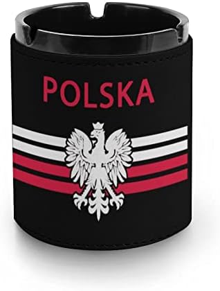 Poljska zastava - Polska Eagle cigareta Ashtray PU kožna ladica za pepela za pušenje za radnu površinu za kućni ured