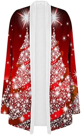 Cokuera ženska modna božićna kardigan nadmašila je odjeće s dugim rukavima Slatki crtani film Open Front Slim Fit Long Cardigan kaput